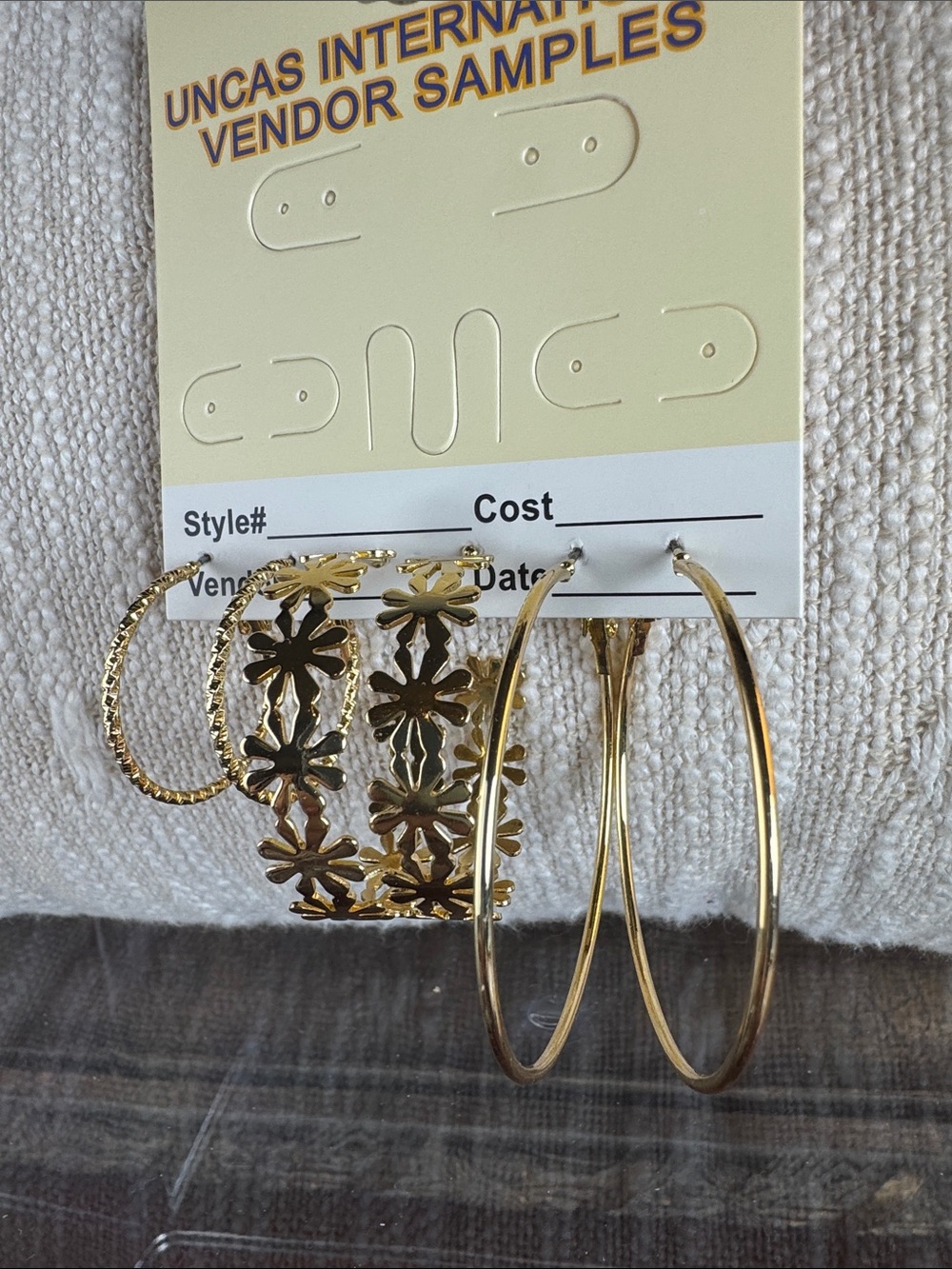 0768-Gold‎ Tone Floral and Hoop Earring Set